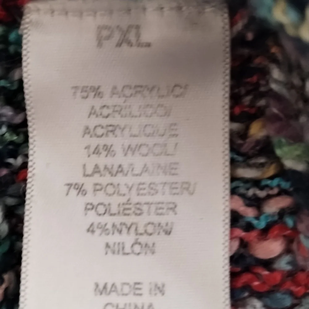 Alfred Dunner multicolored cowl neck pullover sweater Sz PXL